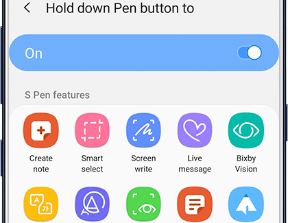 Hold down S Pen button settings