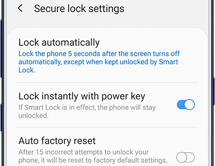 Secure Lock Settings lock automatically