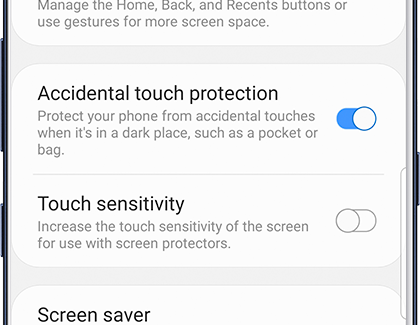 Accidental touch protection on phone