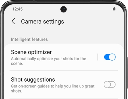 Camera settings menu on Galaxy phone Camera settings menu on Galaxy phone