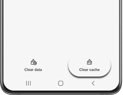 Clear cache option highlighted on a Galaxy phone