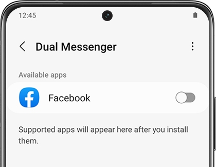 Dual Messenger screen with a list of available apps