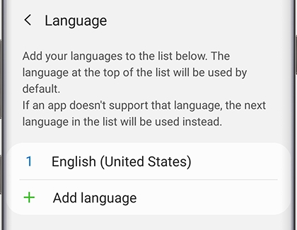 English listed at the default language English listed at the default language
