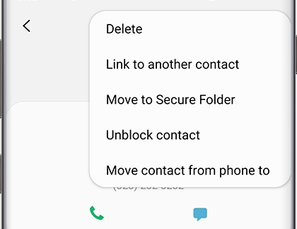 A list of options including Link to another contact A list of options including Link to another contact