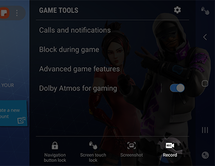 Game Tools menu opened in Fortnite with Record highlighted Game Tools menu opened in Fortnite with Record highlighted