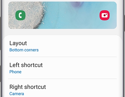 Layout, Left shortcut, and Right shortcut options Layout, Left shortcut, and Right shortcut options