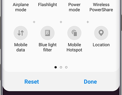 A grid of features with Reset and Done options on bottom A grid of features with Reset and Done options on bottom
