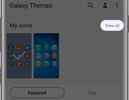 Icons tab with View all highlighted Icons tab with View all highlighted
