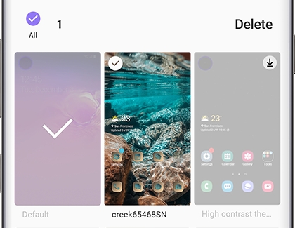 A theme selected with Delete in upper right corner A theme selected with Delete in upper right corner