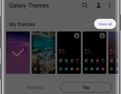 Themes screen with View all highlighted Themes screen with View all highlighted