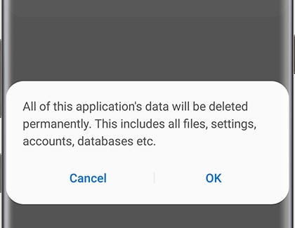 Clear App Data confirmation message Clear App Data confirmation message