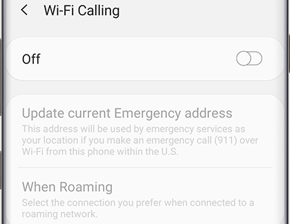 Wi-Fi Calling Off from Settings Wi-Fi Calling Off from Settings