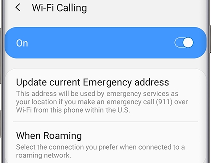 Wi-Fi Calling turned on in Settings Wi-Fi Calling turned on in Settings