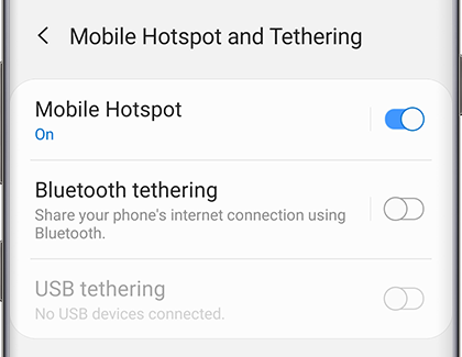 Mobile Hotspot turned on in Settings Mobile Hotspot turned on in Settings