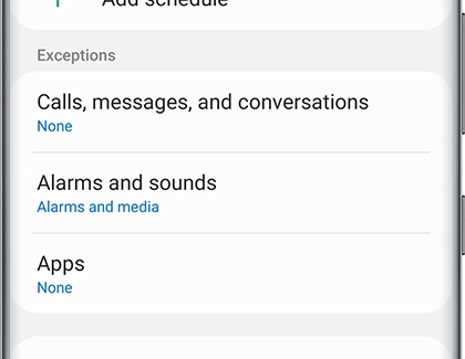 Allow exceptions options for Do not disturb Allow exceptions options for Do not disturb