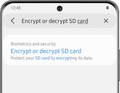 Searching for Encrypt or decrypt SD card on a Galaxy phone