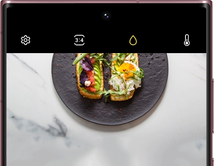 The Camera app displaying Food mode on a Galaxy phone