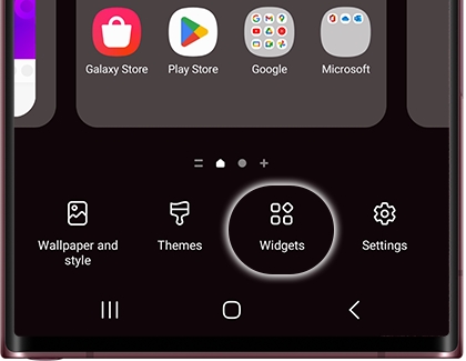 Widgets highlighted on a Galaxy phone
