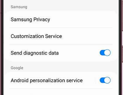 Samsung privacy settings on a Galaxy phone Samsung privacy settings on a Galaxy phone