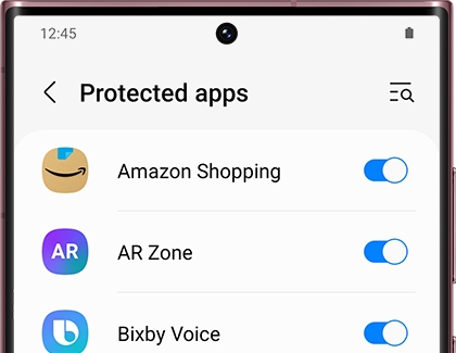 List of apps with switches next to them