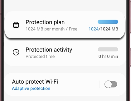 Protection plan highlighted on a Galaxy phone