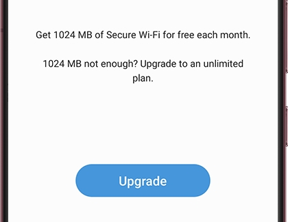 Upgrade button displayed on a Galaxy phone