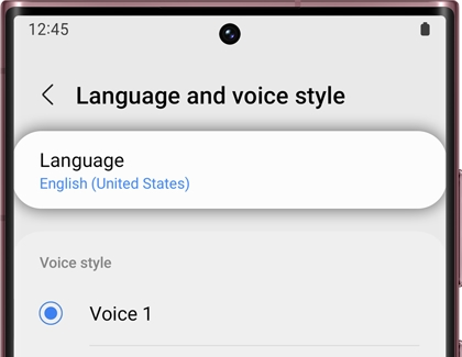A list of languages with English selected as the main language for Bixby