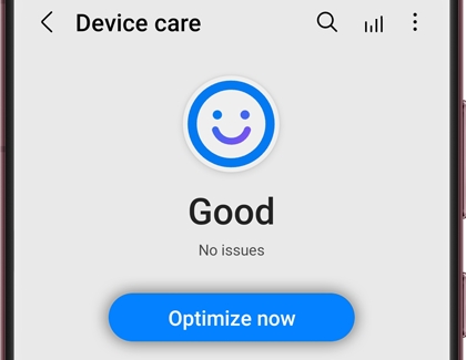 Optimize Now button highlighted in device care setting 