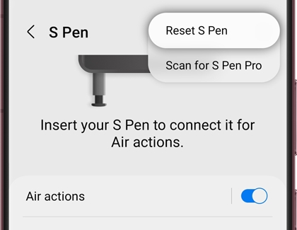 Reset the S Pen option on a Galaxy S22 Ultra