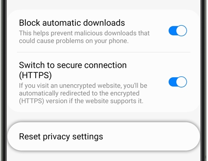 Reset privacy settings on Galaxy phone