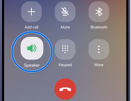 Call screen on a Samsung Galaxy phone.