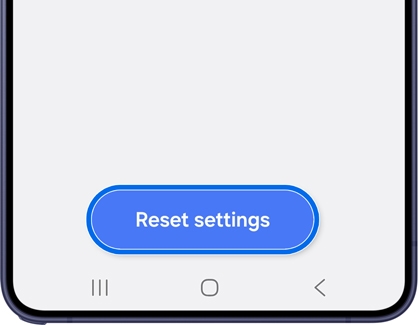 Reset all settings screen with the Reset settings button highlighted.