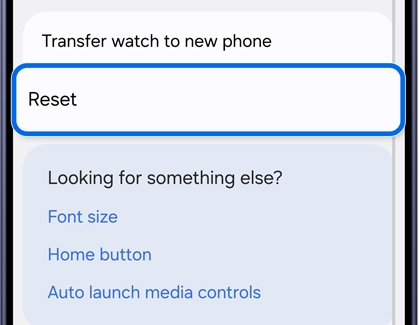 A Galaxy phone screen with the Reset option highlighted.