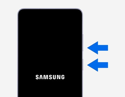 Fingers pressing down the volume down and power buttons on the Galaxy S26 Ultra.