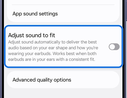 Sound quality and effects screen with Adjust sound to fit turned off.