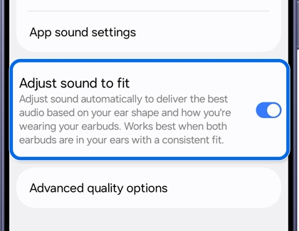 Sound quality and effects screen with Adjust sound to fit turned on.