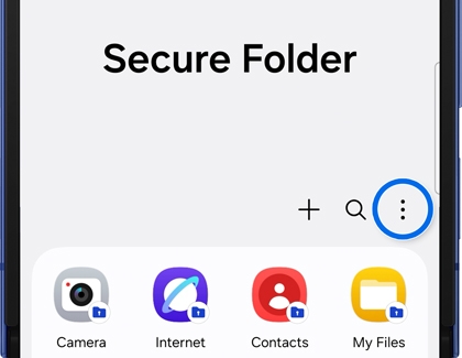 Secure Folder opened on a Galaxy phone with the options menu highlighted.