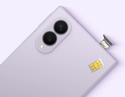 SIM card tray being inserted into the Galaxy Z Fold7 with the screen facing up.