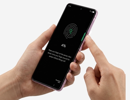 Fingerprint registrationon screen a Galaxy device.
