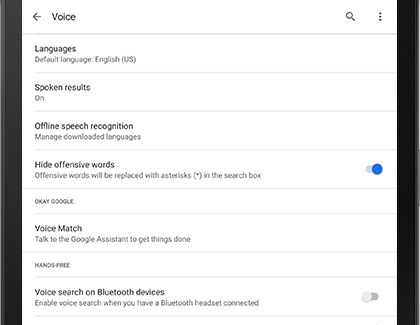 Google voice settings menu Google voice settings menu