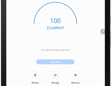 Optimized through Device care on Galaxy tablet Optimized through Device care on Galaxy tablet