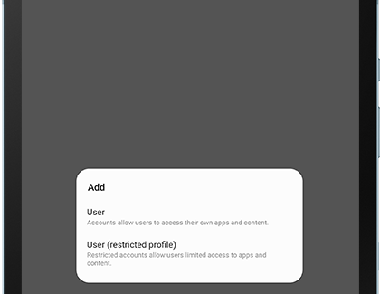 Add a user screen on the tablet Add a user screen on the tablet