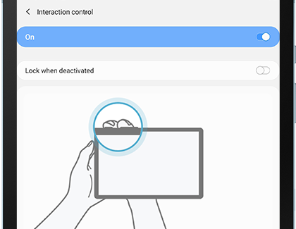 Interaction control settings menu on tablet Interaction control settings menu on tablet