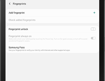 Fingerprints security options Fingerprints security options
