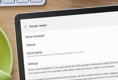 Galaxy Tab S6 displaying Accessibility options Galaxy Tab S6 displaying Accessibility options