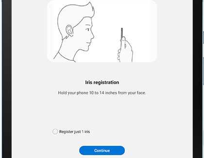 Iris registration setup page displayed on Tab S4 Iris registration setup page displayed on Tab S4