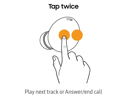 Hand tapping earbud twice Hand tapping earbud twice