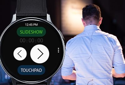 Man giving Powerpoint presentation with Galaxy Watch Active 2 Man giving Powerpoint presentation with Galaxy Watch Active 2