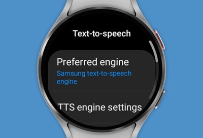 Text-to-speech screen displayed on a Galaxy Watch4