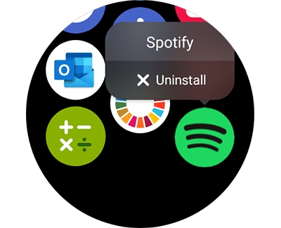 Uninstall option displayed above an app